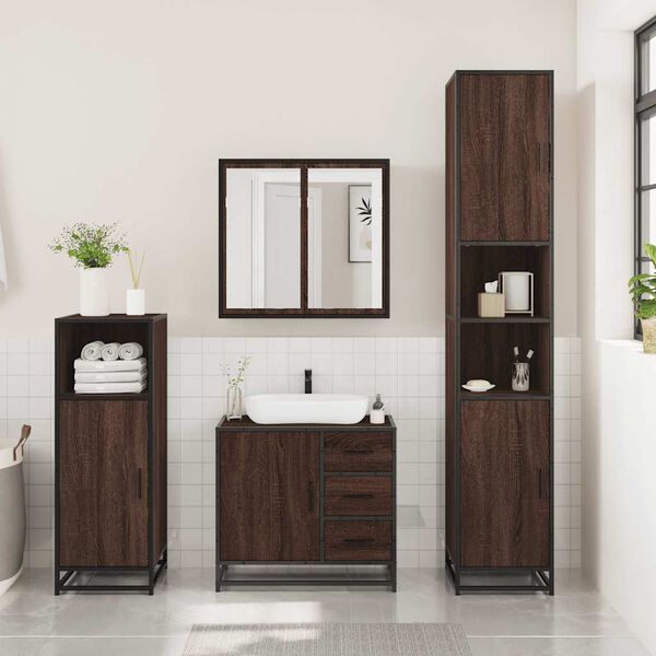 vidaXL Ensemble de meubles de salle de bain 3 pcs Ch&ecirc;ne marron