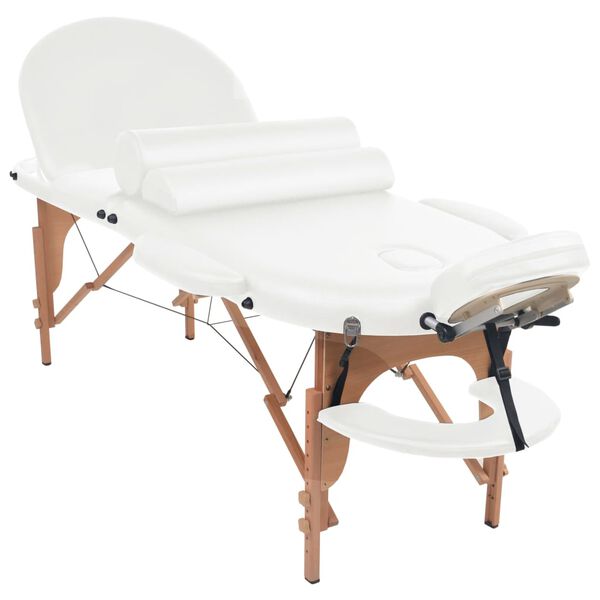 vidaXL Table de massage pliable 4 cm d'&eacute;paisseur et 2 traversins Blanc