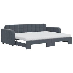 vidaXL Lit de jour avec gigogne et matelas gris fonc&eacute; 80x200cm velours