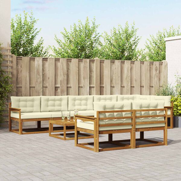 vidaXL Ensemble de canap&eacute;s d'ext&eacute;rieur 9 pcs Naturel et Cr&egrave;me