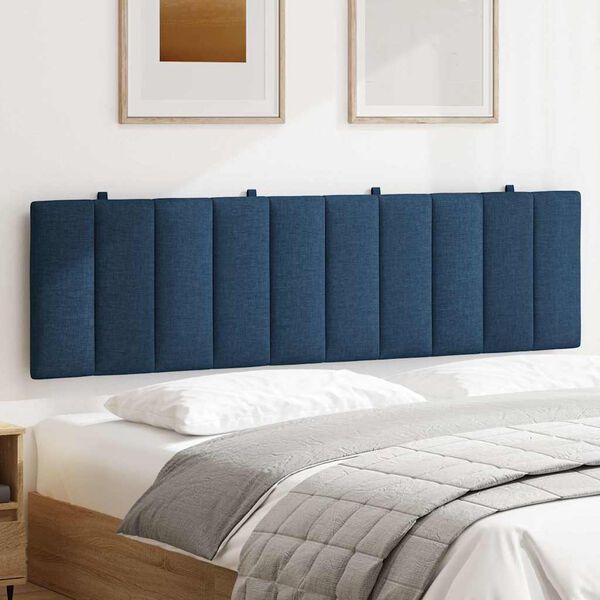 vidaXL Coussin de t&ecirc;te de lit Hanko bleu 180 cm tissu