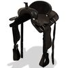vidaXL Selle, bridon et col de poitrine Cuir v&eacute;ritable 16 po Noir