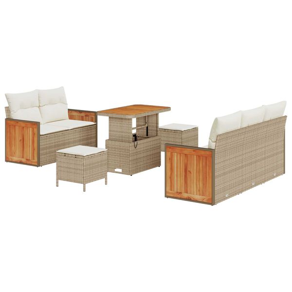 vidaXL Ensemble de canap&eacute; de jardin avec coussin 8 pcs Beige et cr&egrave;me