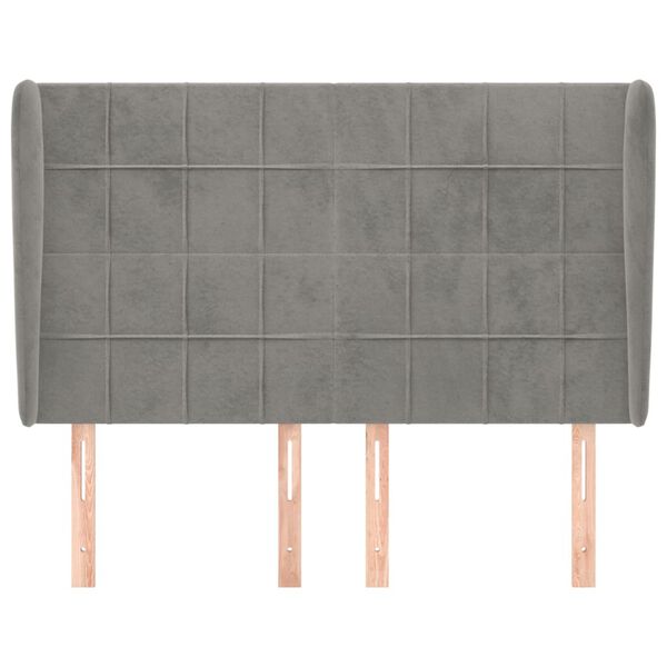 vidaXL T&ecirc;te de lit avec oreilles Gris clair 147x23x118/128 cm Velours