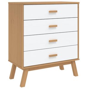 vidaXL Armoire &agrave; tiroirs OLDEN blanc et marron bois de pin solide