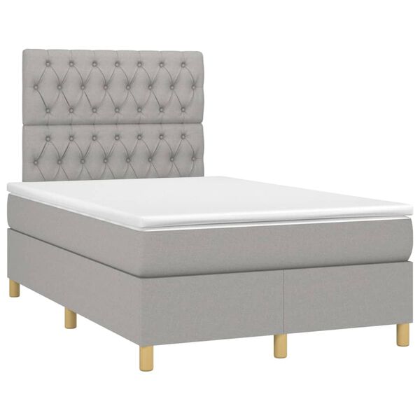 vidaXL Sommier &agrave; lattes de lit matelas et LED Gris clair 120x200 cm