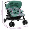 vidaXL Poussette &agrave; deux places Vert Acier