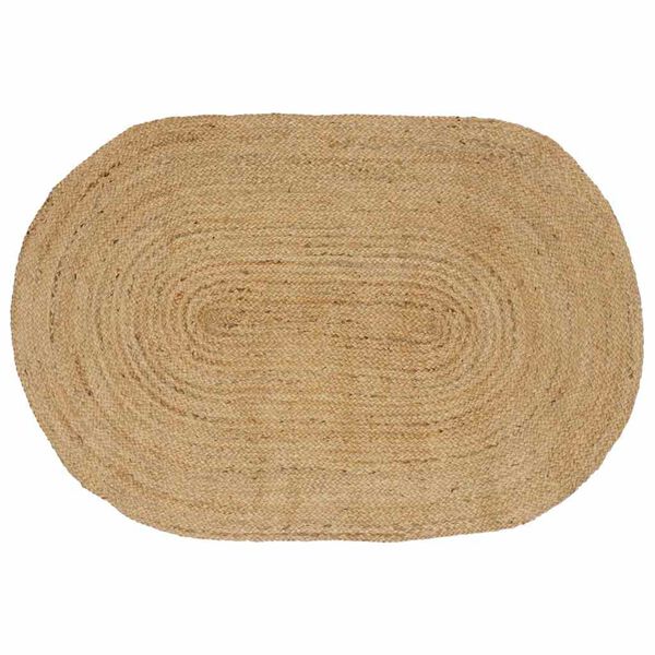 vidaXL Tapis de surface ovale Naturel 100 x 152 cm Jute