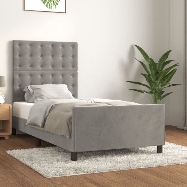 vidaXL Cadre de lit sans matelas gris clair 90x190 cm velours