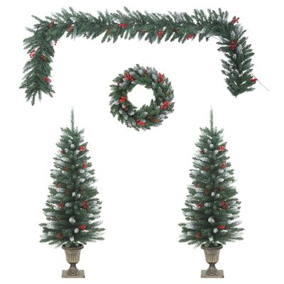 vidaXL Ensemble de décoration de porte de Noël 4 pcs PVC