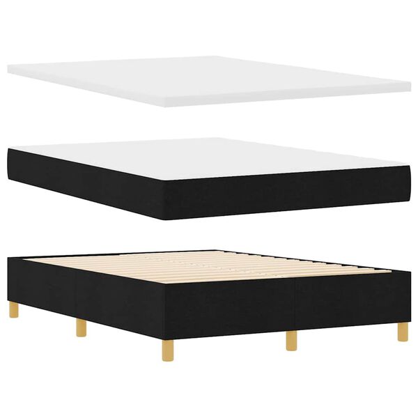 vidaXL Lit &agrave; ressorts avec matelas Noir 160 x 200 cm tissu