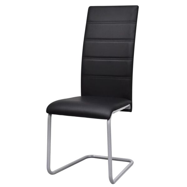 vidaXL Chaises &agrave; manger cantilever lot de 6 noir similicuir