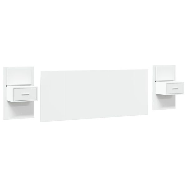 vidaXL Tête de lit avec armoires blanc 200 cm bois d'ingénierie