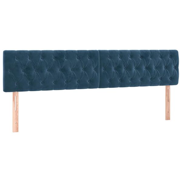vidaXL T&ecirc;te de lit &agrave; LED Bleu fonc&eacute; 180x7x78/88 cm Velours