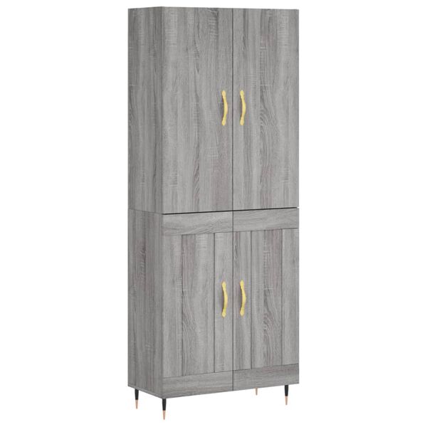 vidaXL Buffet haut Sonoma gris 69,5x34x180 cm Bois d'ing&eacute;nierie