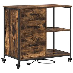 vidaXL Cabinet avec Station de Charge 76 x 41 x 72 cm Ch&ecirc;ne fum&eacute;