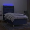 vidaXL Sommier &agrave; lattes de lit matelas et LED Bleu 100x200 cm Tissu
