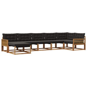 vidaXL Ensemble de canap&eacute;s d'ext&eacute;rieur 7 pc Naturel et noir