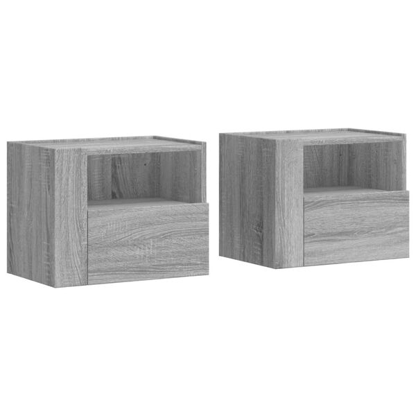 vidaXL Tables de chevet murales 2 pcs sonoma gris 45x30x35 cm