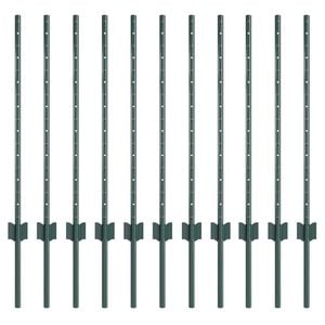 vidaXL Poteau de cl&ocirc;ture ench&acirc;ss&eacute; 11 pi&egrave;ces Vert 120 cm