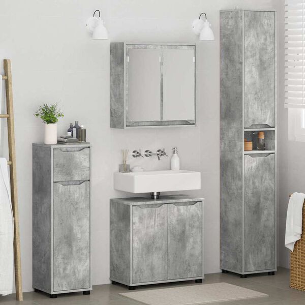 vidaXL Ensemble de mobilier de salle de bain 4 pcs Gris b&eacute;ton