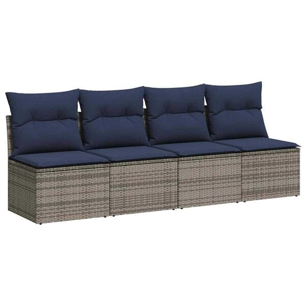 vidaXL | Canap&eacute; de jardin | avec coussin Gris 220 x 62 x 69cm polyrotin