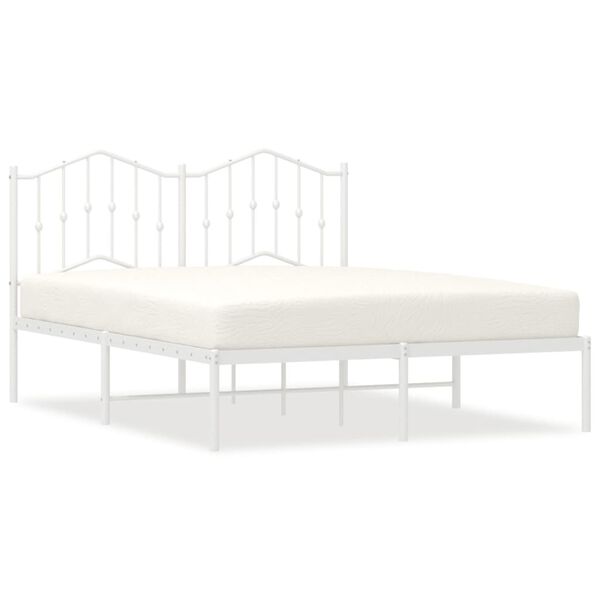 vidaXL Cadre de lit m&eacute;tal sans matelas et t&ecirc;te de lit blanc 140x190 cm