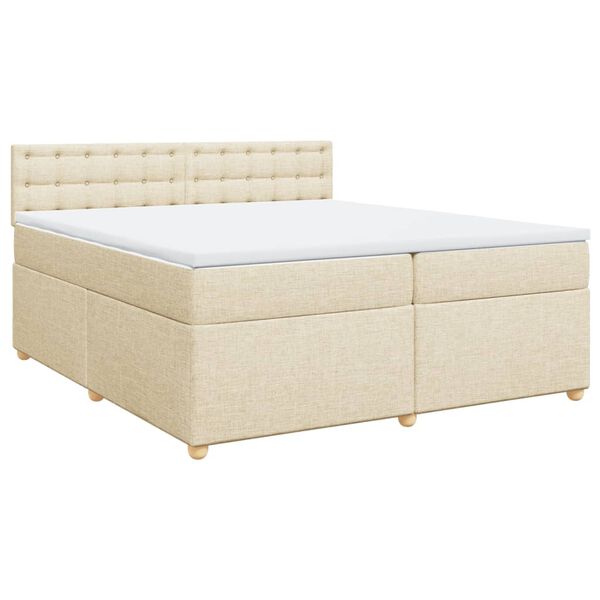 vidaXL Sommier &agrave; lattes de lit avec matelas Cr&egrave;me 200x200 cm Tissu
