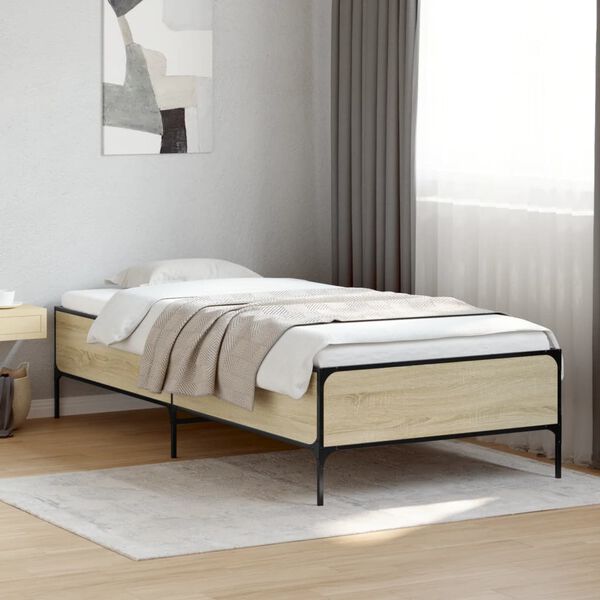 vidaXL Cadre de lit sans matelas ch&ecirc;ne sonoma 100x200 cm