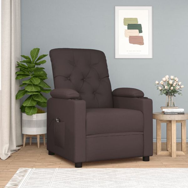 vidaXL Fauteuil inclinable &eacute;lectrique Marron fonc&eacute; Tissu
