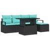 vidaXL Ensemble de canap&eacute; de jardin 6 pc Noir et Bleu polyrotin