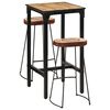 vidaXL Ensemble de bar 3 pcs bois de manguier brut massif et m&eacute;tal