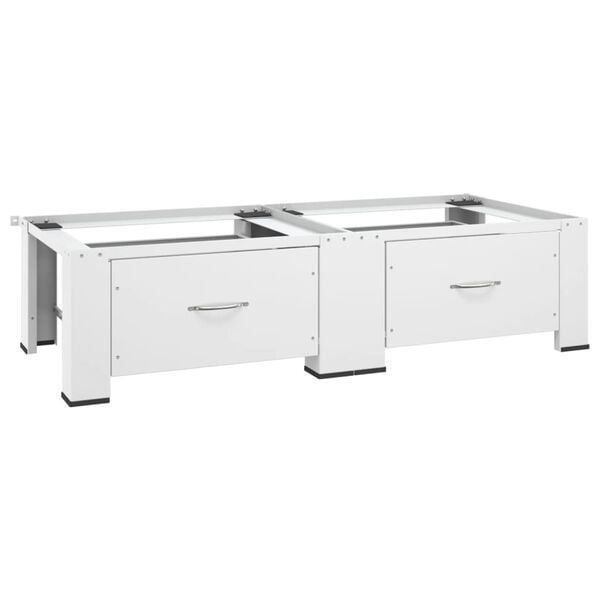 vidaXL Socle double pour lave-linge et s&egrave;che-linge avec tiroirs Blanc