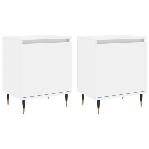 vidaXL Tables de chevet 2 pcs blanc 40x30x50 cm bois d'ing&eacute;nierie