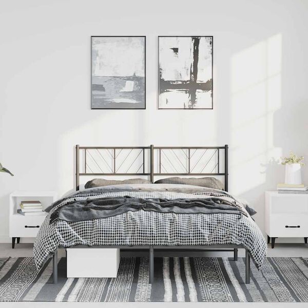 vidaXL Cadre de lit métal sans matelas avec tête de lit noir 150x200cm