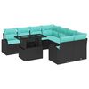 vidaXL Ensemble de canap&eacute; de jardin 9 pc Noir Poly Rattan