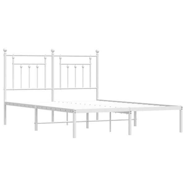 vidaXL Cadre de lit métal sans matelas et tête de lit blanc 140x190 cm