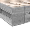 vidaXL Cadre de lit avec tiroirs sans matelas sonoma gris 160x200 cm