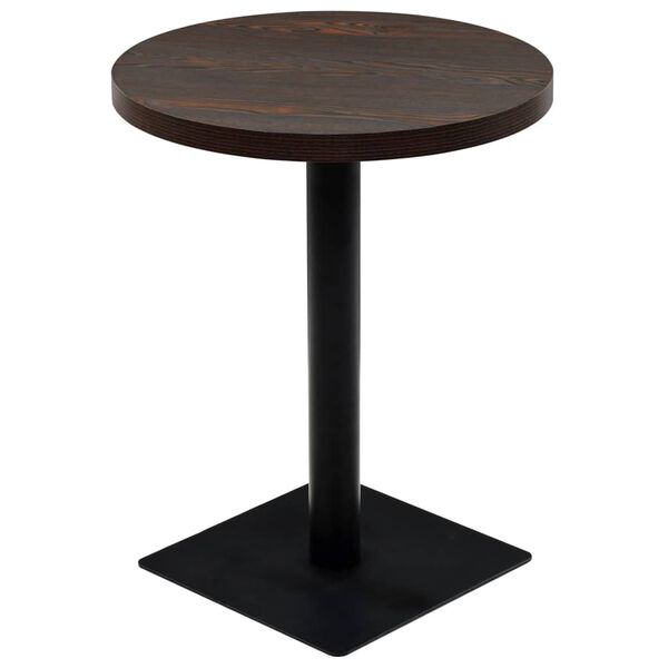 vidaXL Table de bistro MDF et acier Rond 60 x 75 cm Fr&ecirc;ne fonc&eacute;