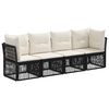 vidaXL Ensemble de canap&eacute; de jardin 4 pc Noir polyrotin