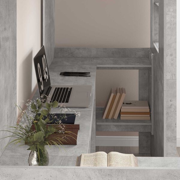 vidaXL Cadre de lit superpos&eacute; avec bureau Gris b&eacute;ton 75 x 190 cm