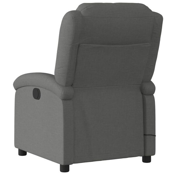 vidaXL Fauteuil inclinable de massage en tissu gris fonc&eacute;