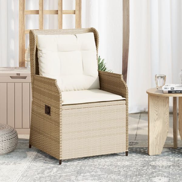 vidaXL Chaises inclinables de jardin lot de 2 et coussins beige rotin
