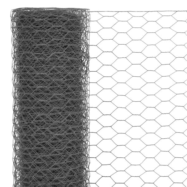 vidaXL Grillage Acier avec revêtement en PVC 25x0,5 m Gris