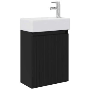 vidaXL Meuble de salle de bain avec robinet Noir 45,5 x 22,5 x 84 cm
