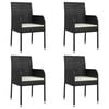 vidaXL Chaises de jardin lot de 4 avec coussins R&eacute;sine tress&eacute;e Noir