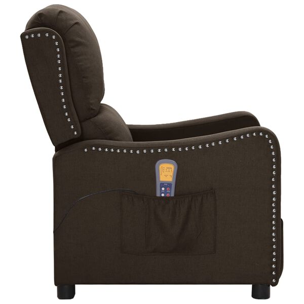 vidaXL Fauteuil de massage Marron fonc&eacute; Tissu