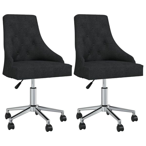vidaXL Chaises pivotantes &agrave; manger lot de 2 Noir Tissu
