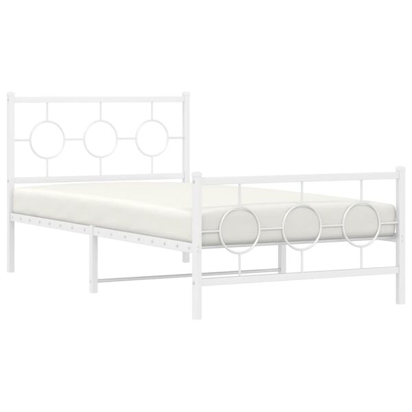 vidaXL Cadre de lit m&eacute;tal sans matelas et pied de lit blanc 100x190 cm
