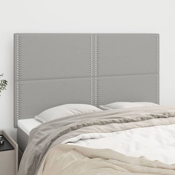 vidaXL T&ecirc;te de lit Gris clair 144 x 5 x 118/128 cm Tissu